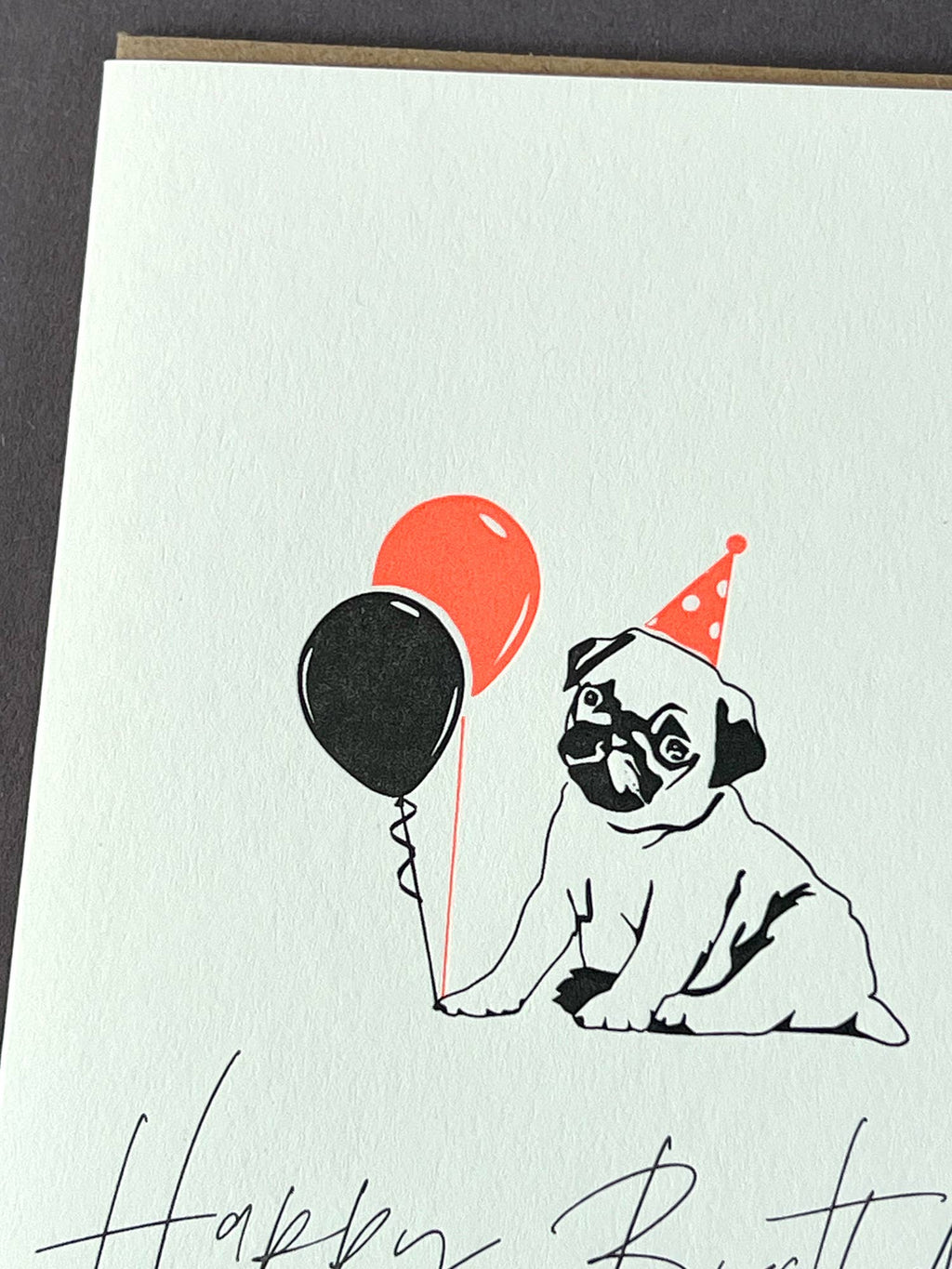 Pug Letterpress Birthday Card