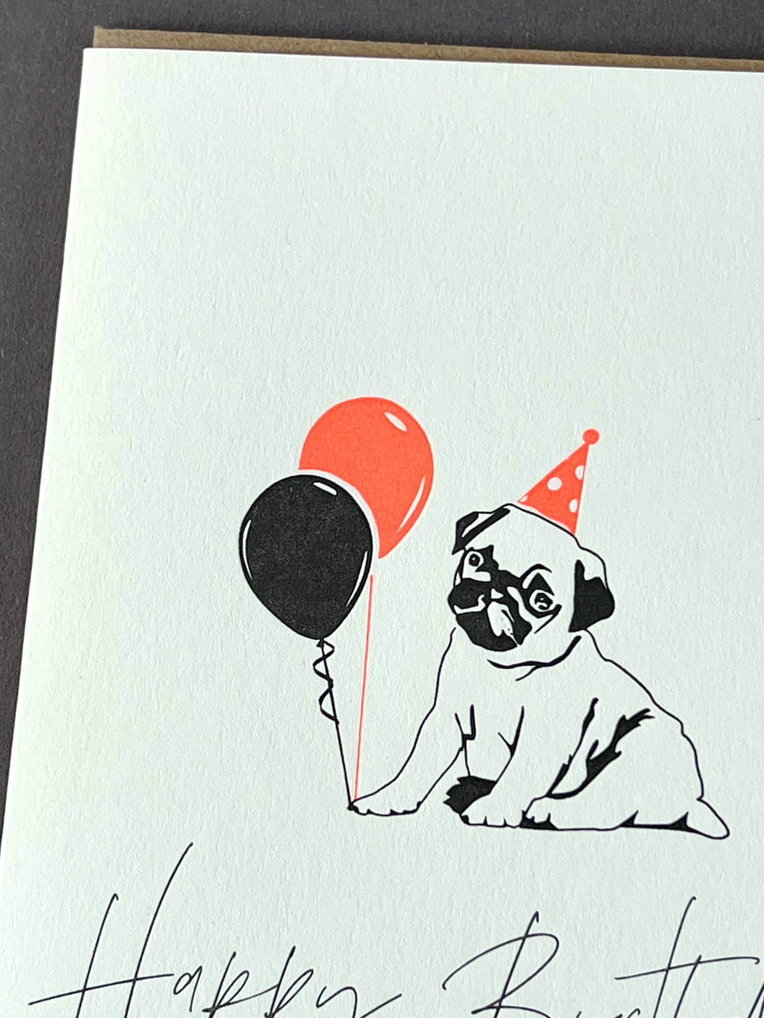 Pug Letterpress Birthday Card