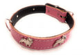 1" Deep Pink Leather Dog Collar with French Bulldog Badges