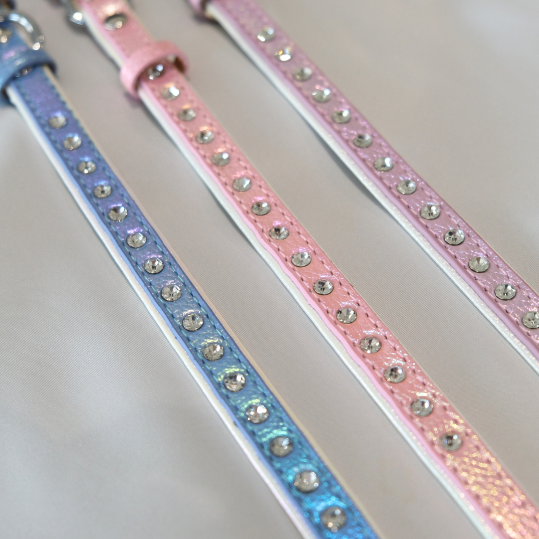 Lavender Sparkle Dog Collar – Pastel Faux Leather with Rhinestones