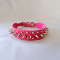 Hot Pink Spiked Dog Collar with Studs – Adjustable XXS to XXXL