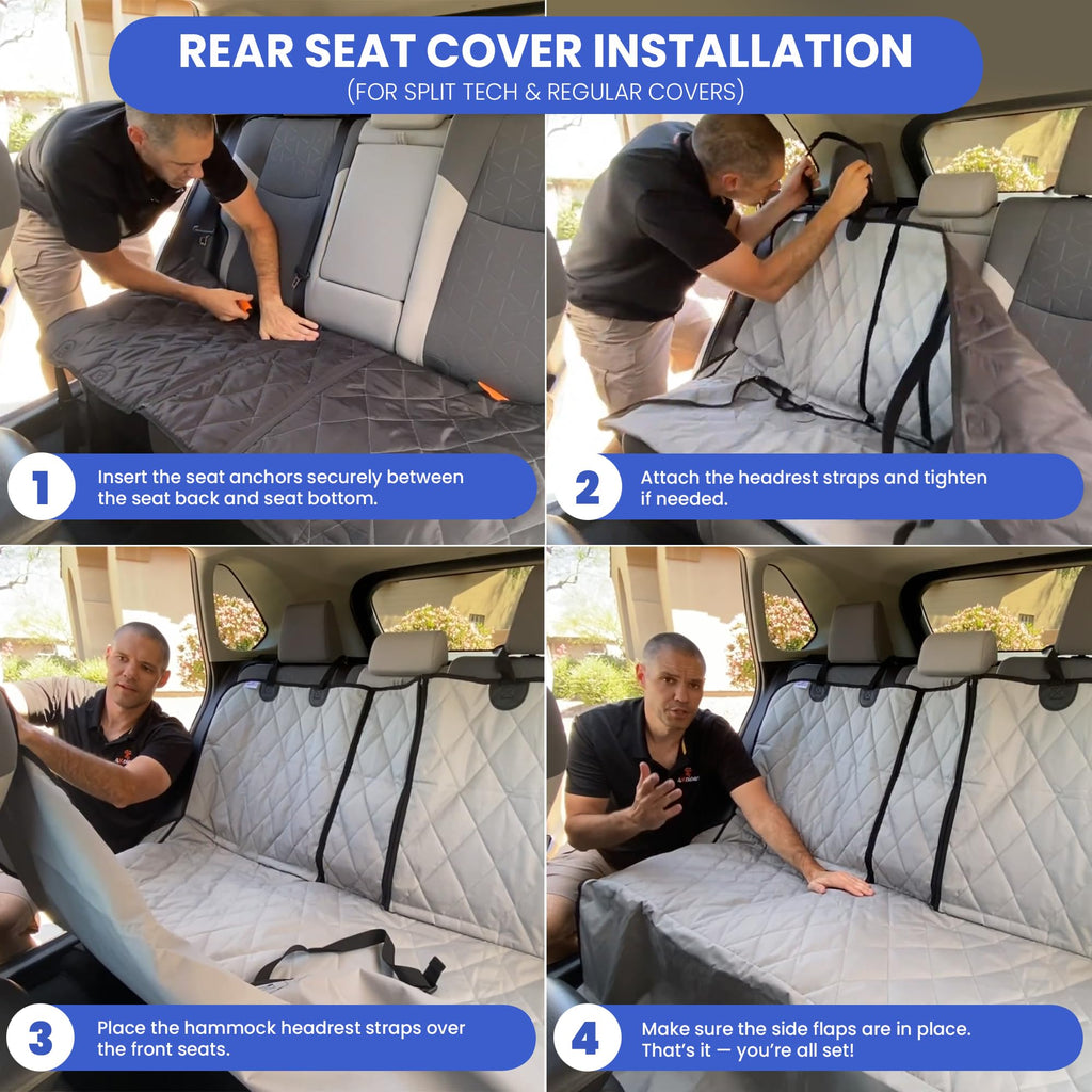 4Knines Dog Backseat Cover with Hammock for Cars, SUVs, and Trucks – Waterproof, Non-Slip, Extra Large