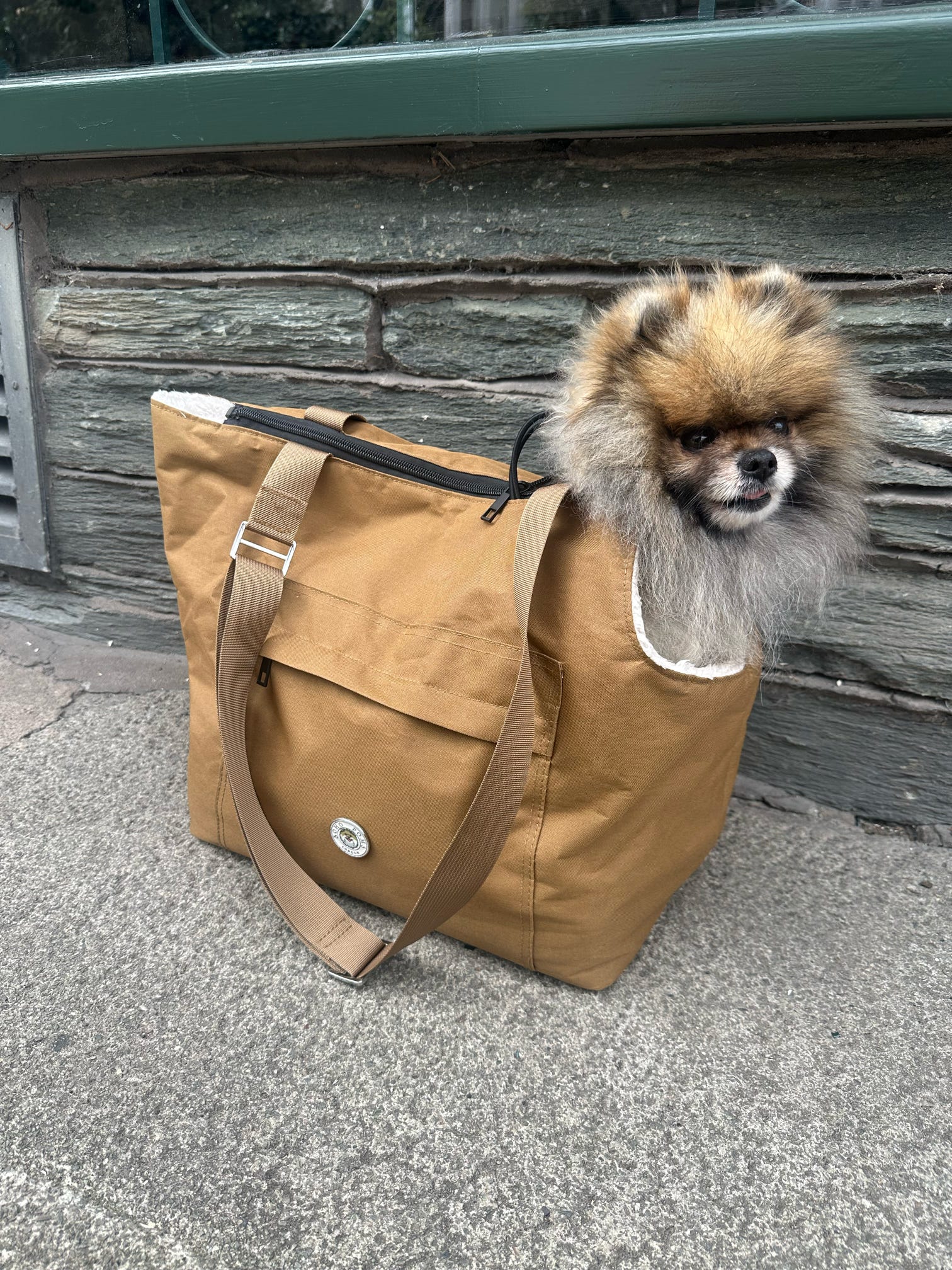Soho Poms Compton Brown & Cream Pet Carrier - Ideal for Dogs & Cats