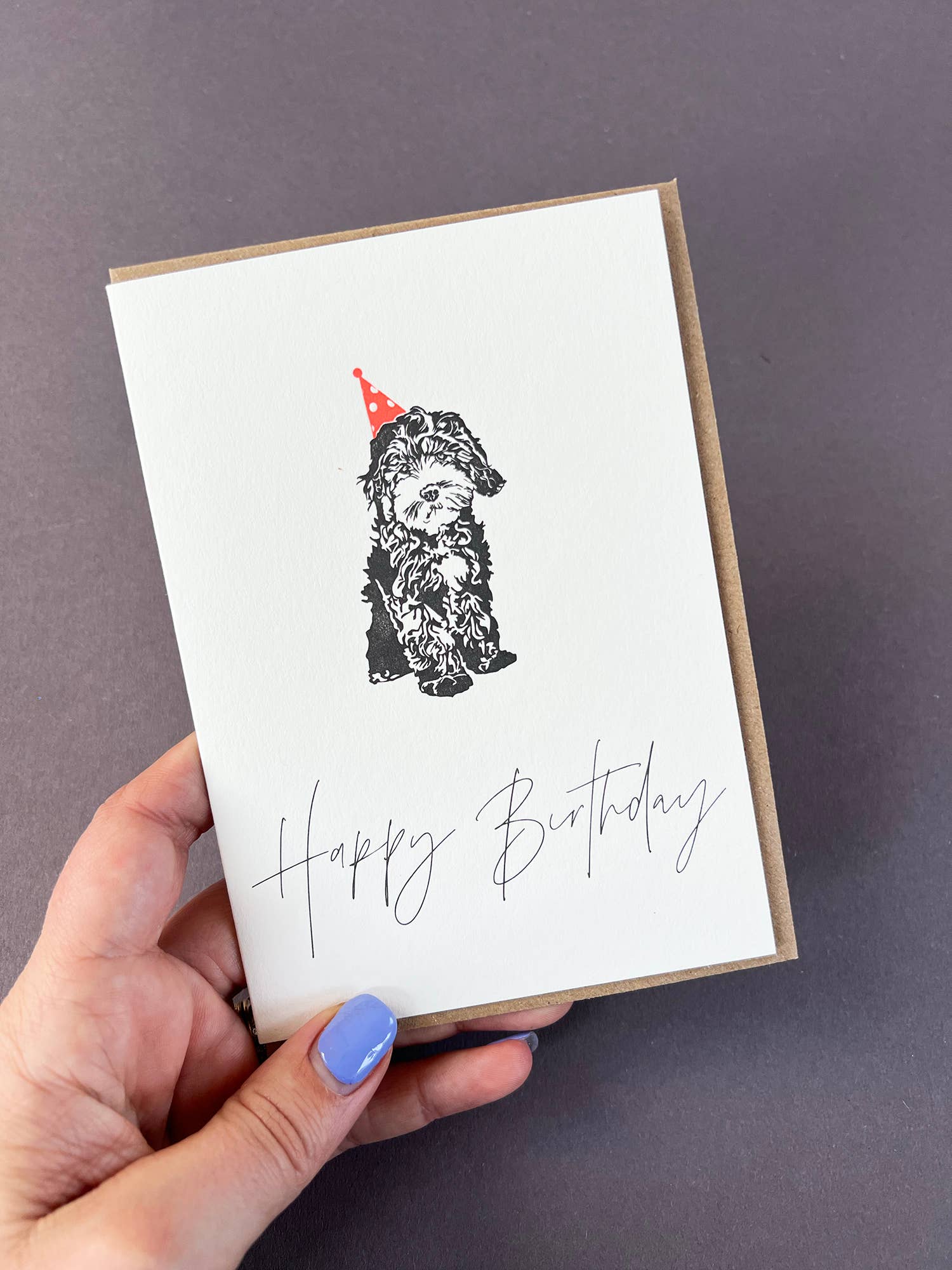 Cockapoo Letterpress Birthday Card