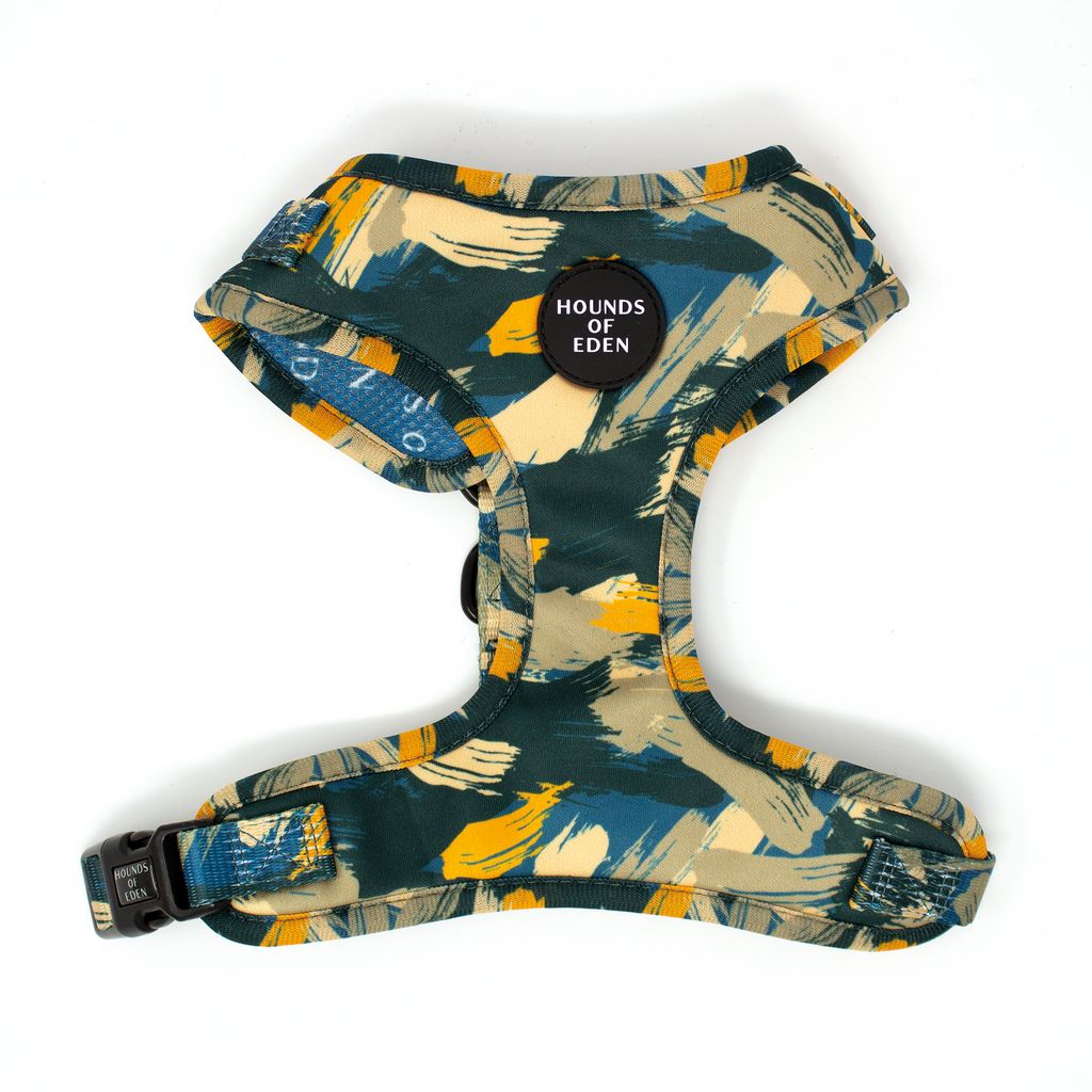 'Brush it Off' - Olive, Blue & Orange Camo Pattern Dog Collar