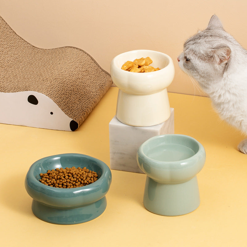 Flower Ceramic Pet Bowl – Soft Green (Low Profile)