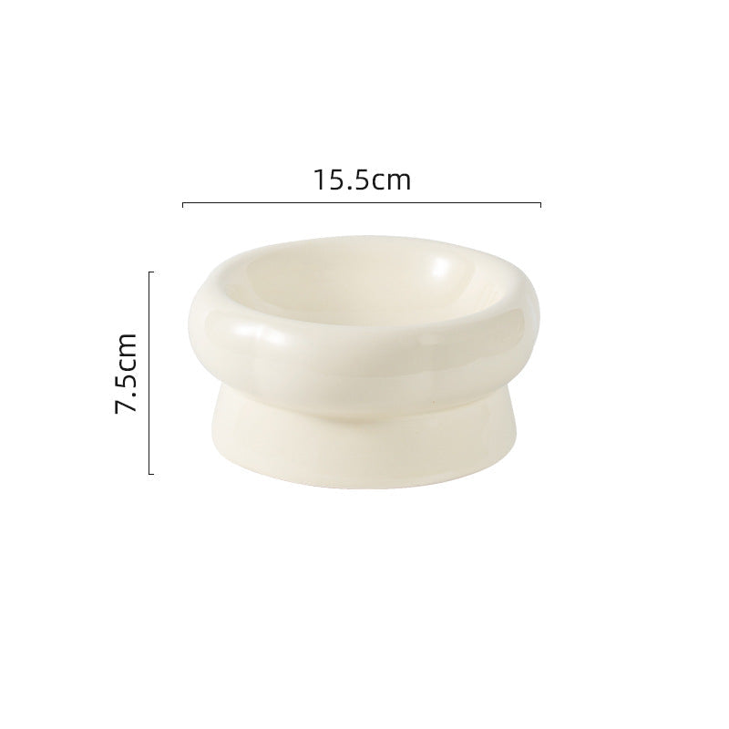 Flower Ceramic Pet Bowl – Soft Green (Low Profile)
