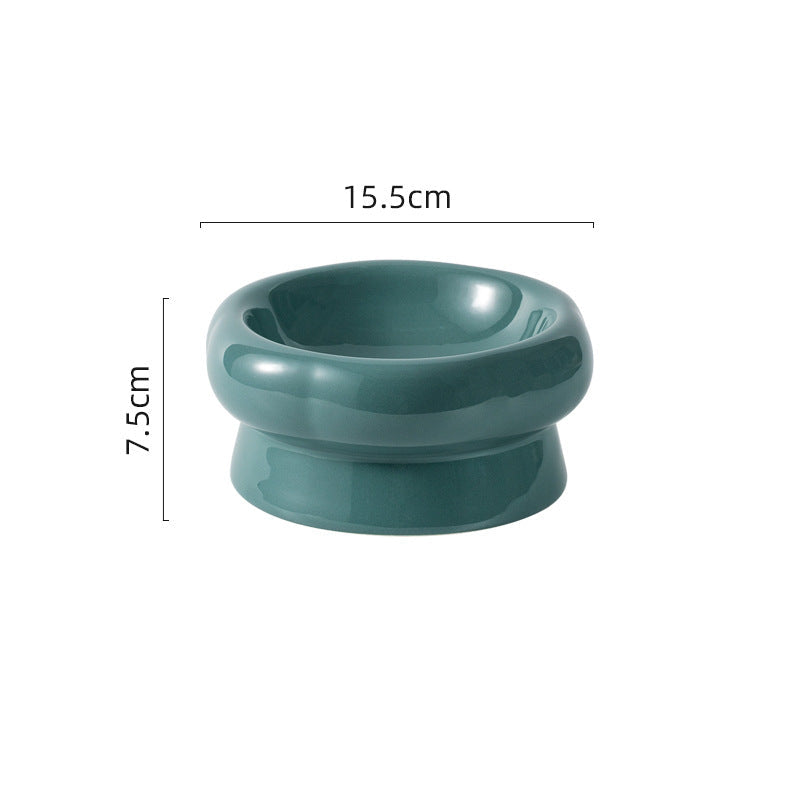 Flower Ceramic Pet Bowl – Soft Green (Low Profile)