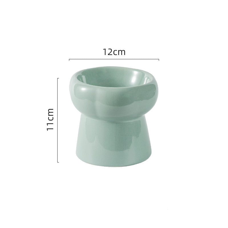 Flower Ceramic Pet Bowl – Deep Green (Raised Profile)