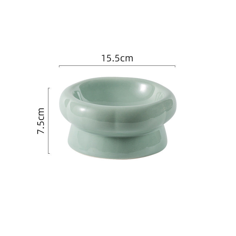 Flower Ceramic Pet Bowl – Black (Low Profile)