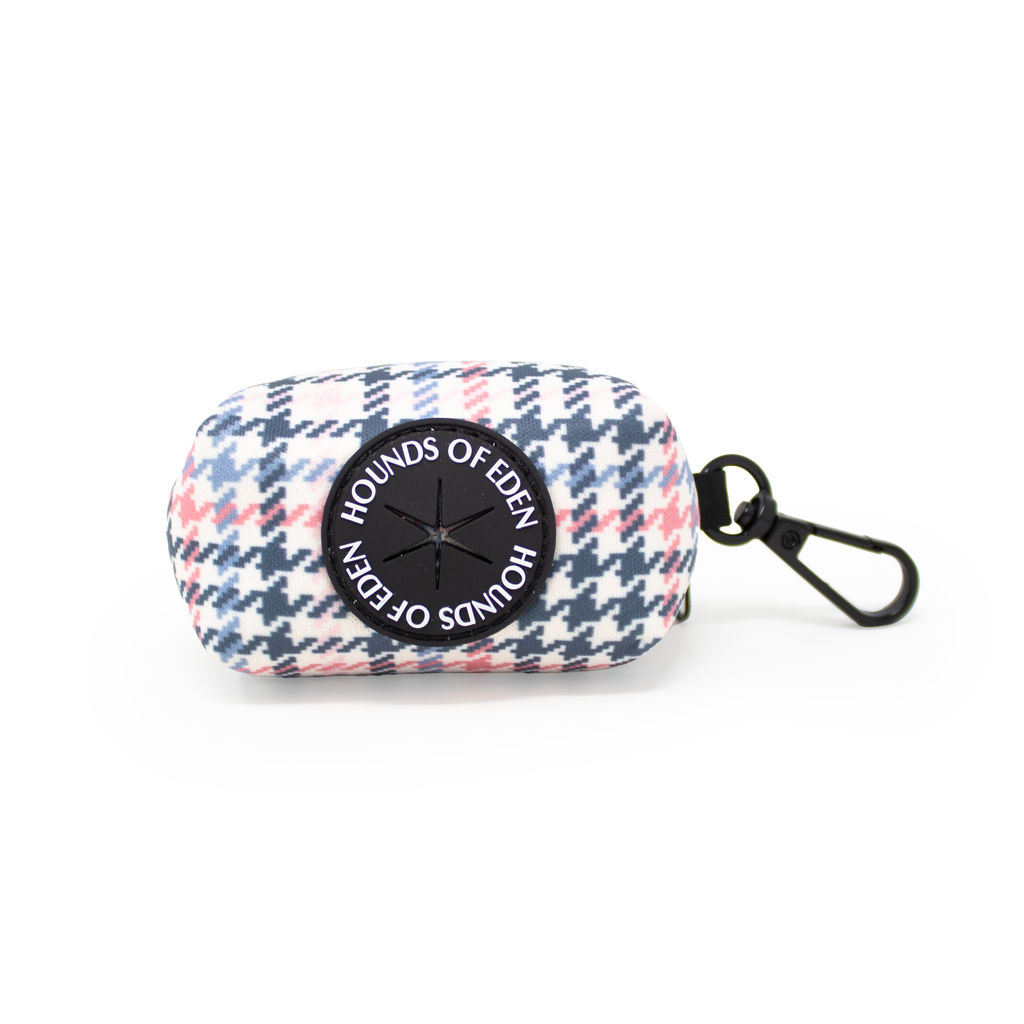 Pink Houndstooth Design Poop Bag Holder