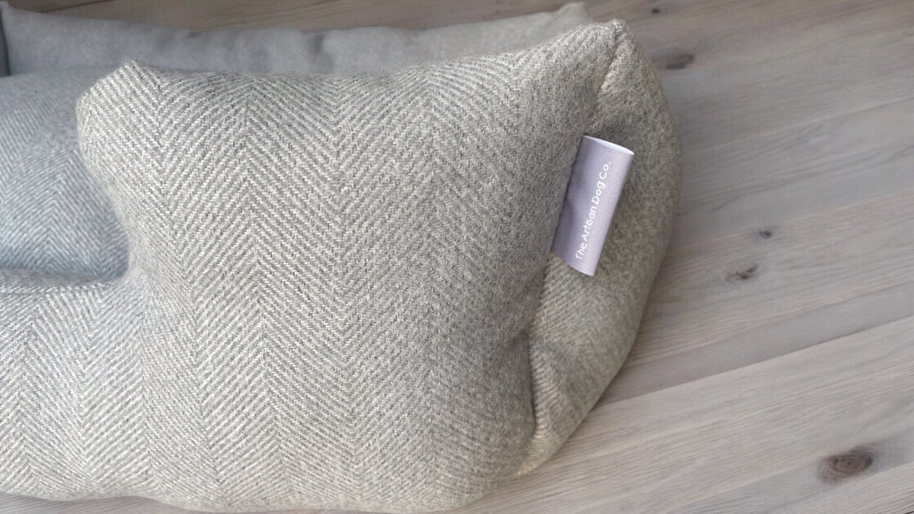 Handcrafted Luxury Dog/cat bed in Herringbone Fabrics - The Classic Collection