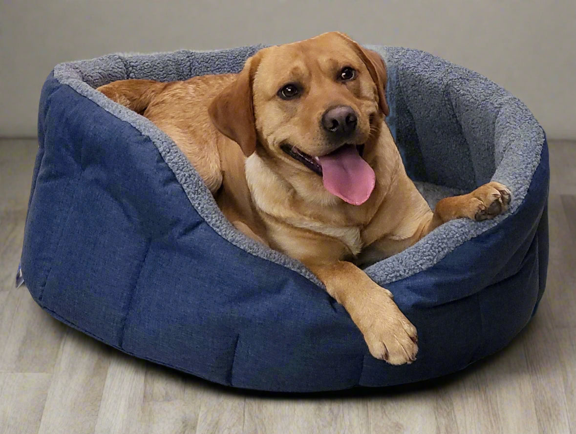 Premium Oval Bolster Style Heavy Duty Fleece Lined Machine Washable Dog Bed