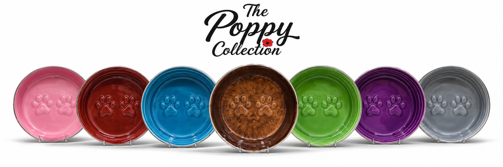 The Poppy Collection Dog Bowl - Grey