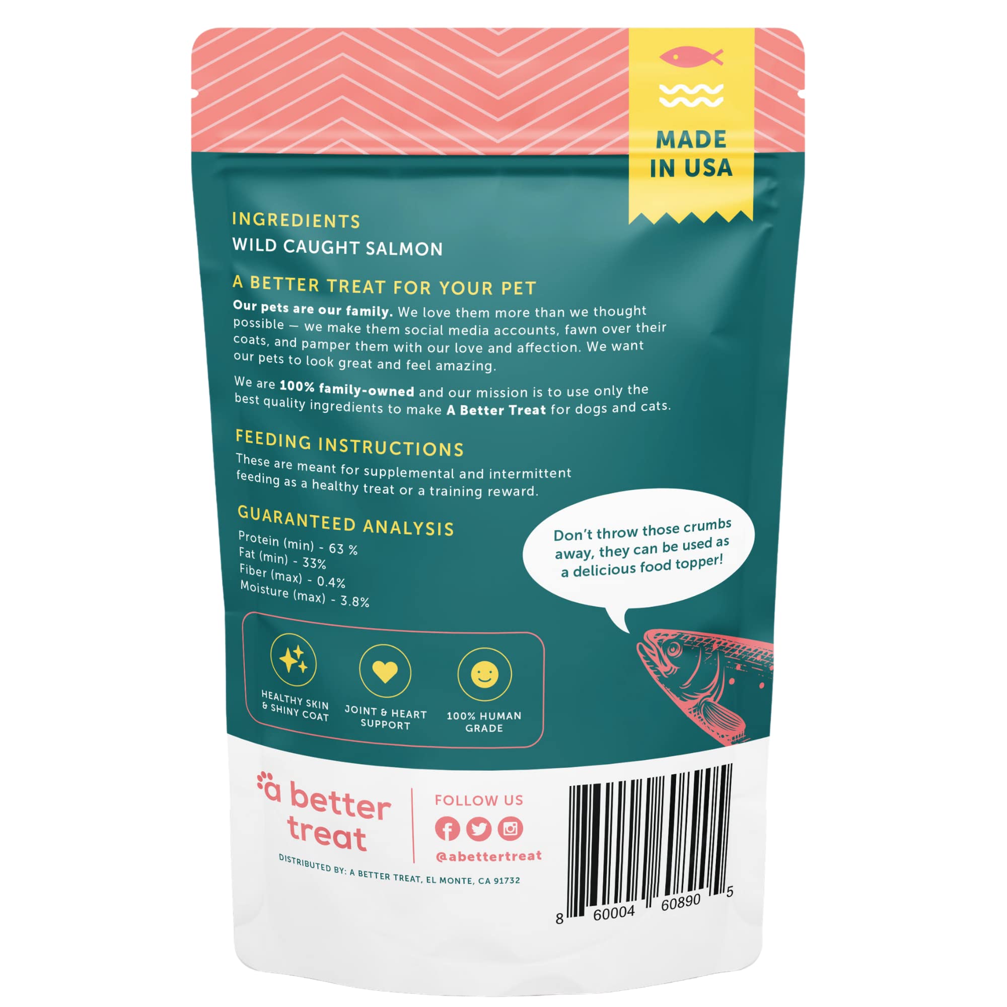 A Better Treat Freeze-Dried Salmon Dog Treats — Wild-Caught, Single-Ingredient