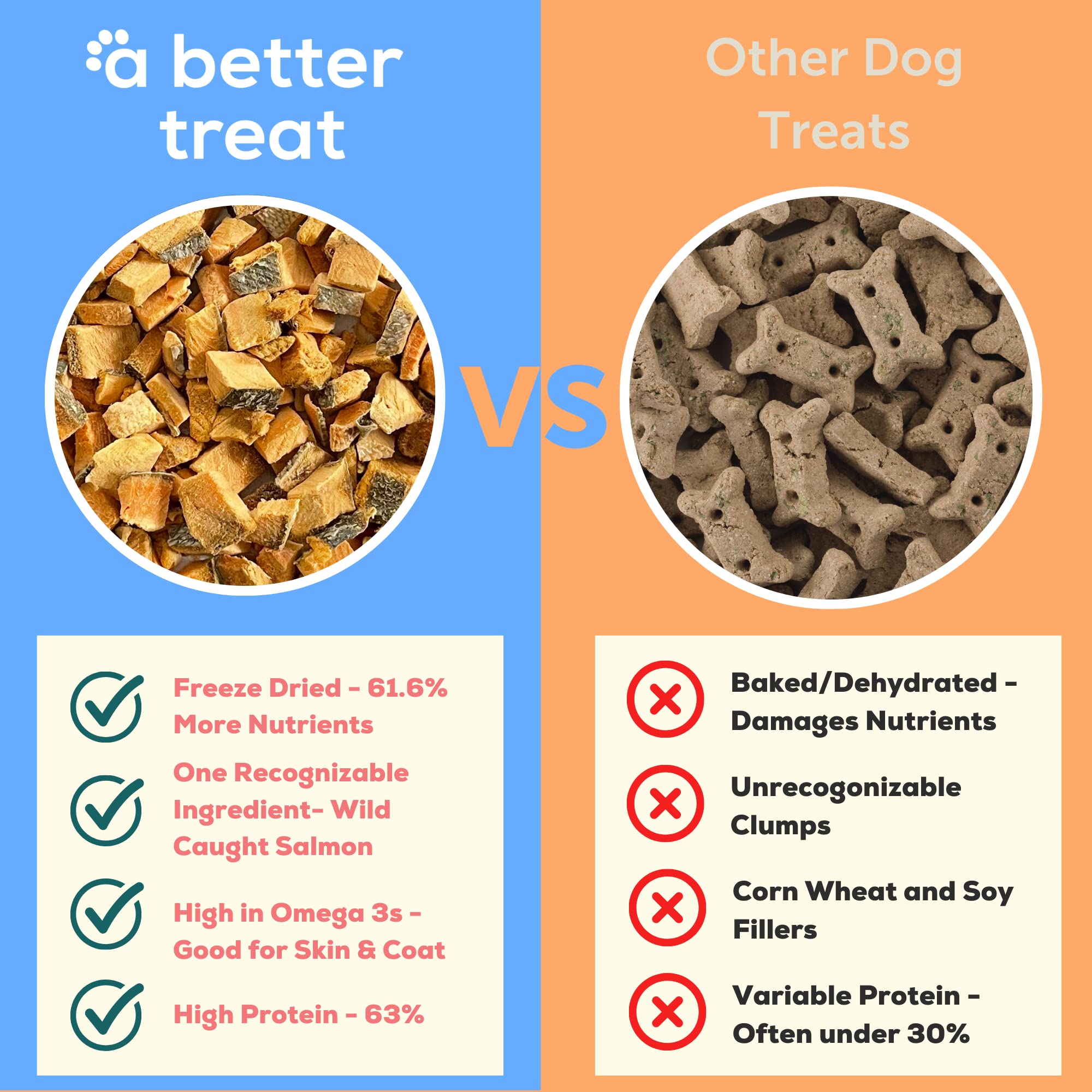 A Better Treat Freeze-Dried Salmon Dog Treats — Wild-Caught, Single-Ingredient