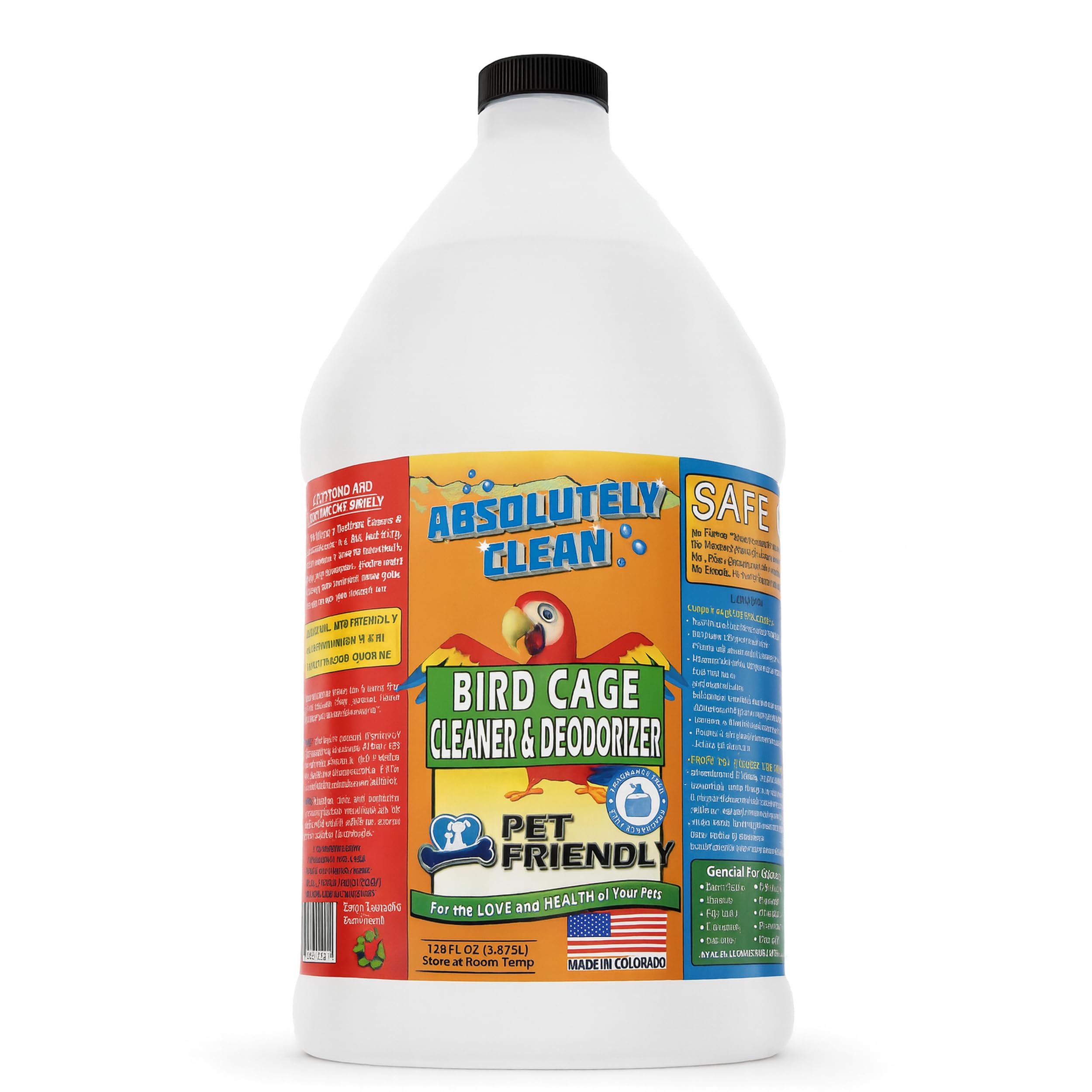 Absolutely Clean Bird Cage Cleaner & Deodorizer – Fragrance Free 128oz Gallon – Made in USA