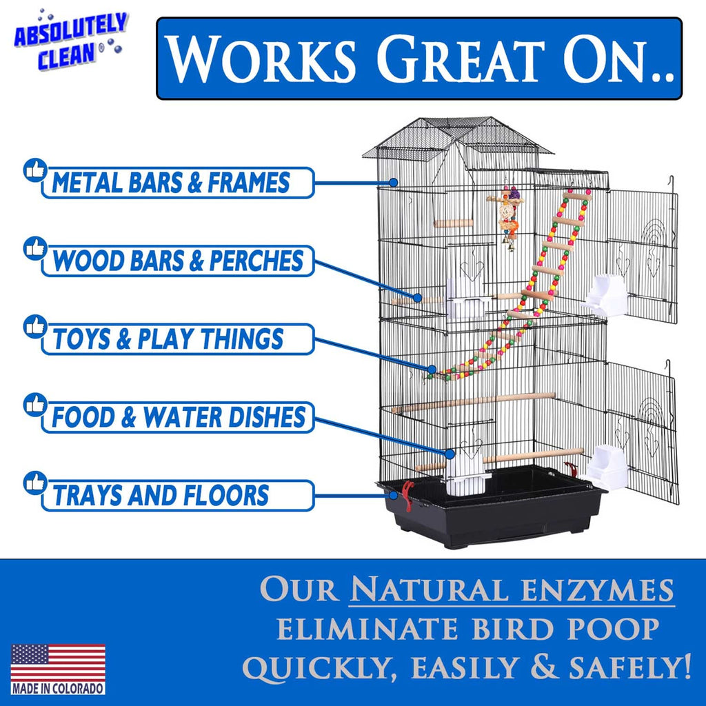 Absolutely Clean Bird Cage Cleaner & Deodorizer – Fragrance Free 128oz Gallon – Made in USA
