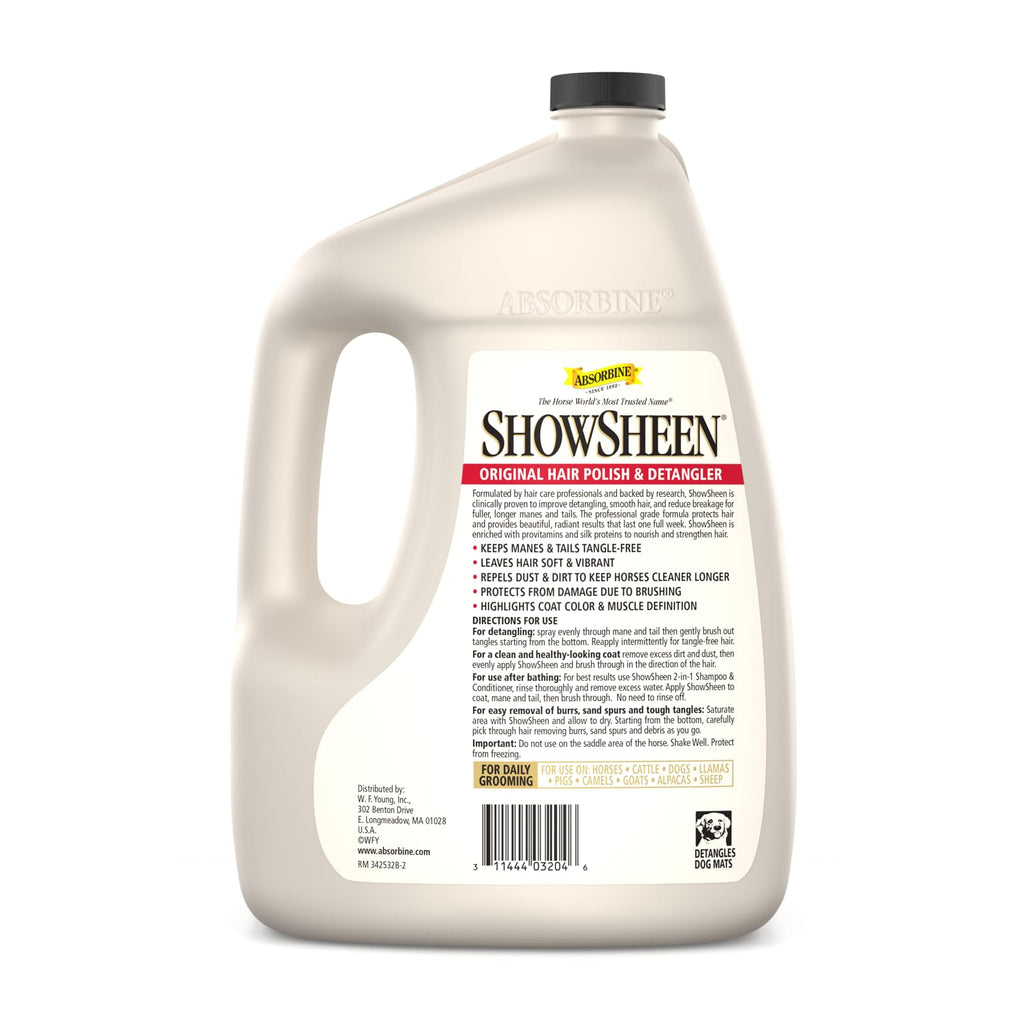 Absorbine ShowSheen Hair Polish & Detangler 128oz Refill Jug – Instant Detangling, Shine & Hair Protection
