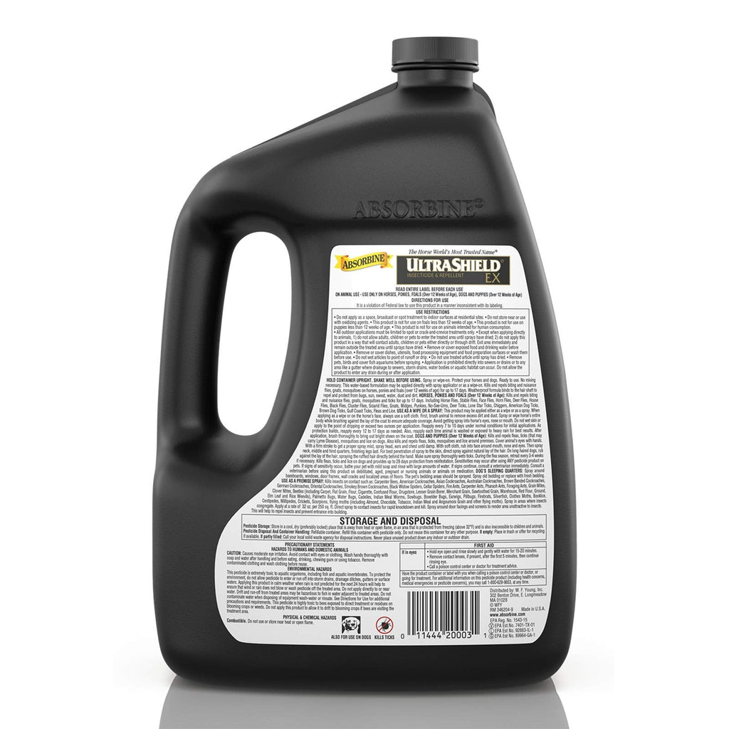Absorbine UltraShield EX Combo – Sprayer + Refill Insecticide for Horses, Dogs, Premises | Kills & Repels 70+ Insects