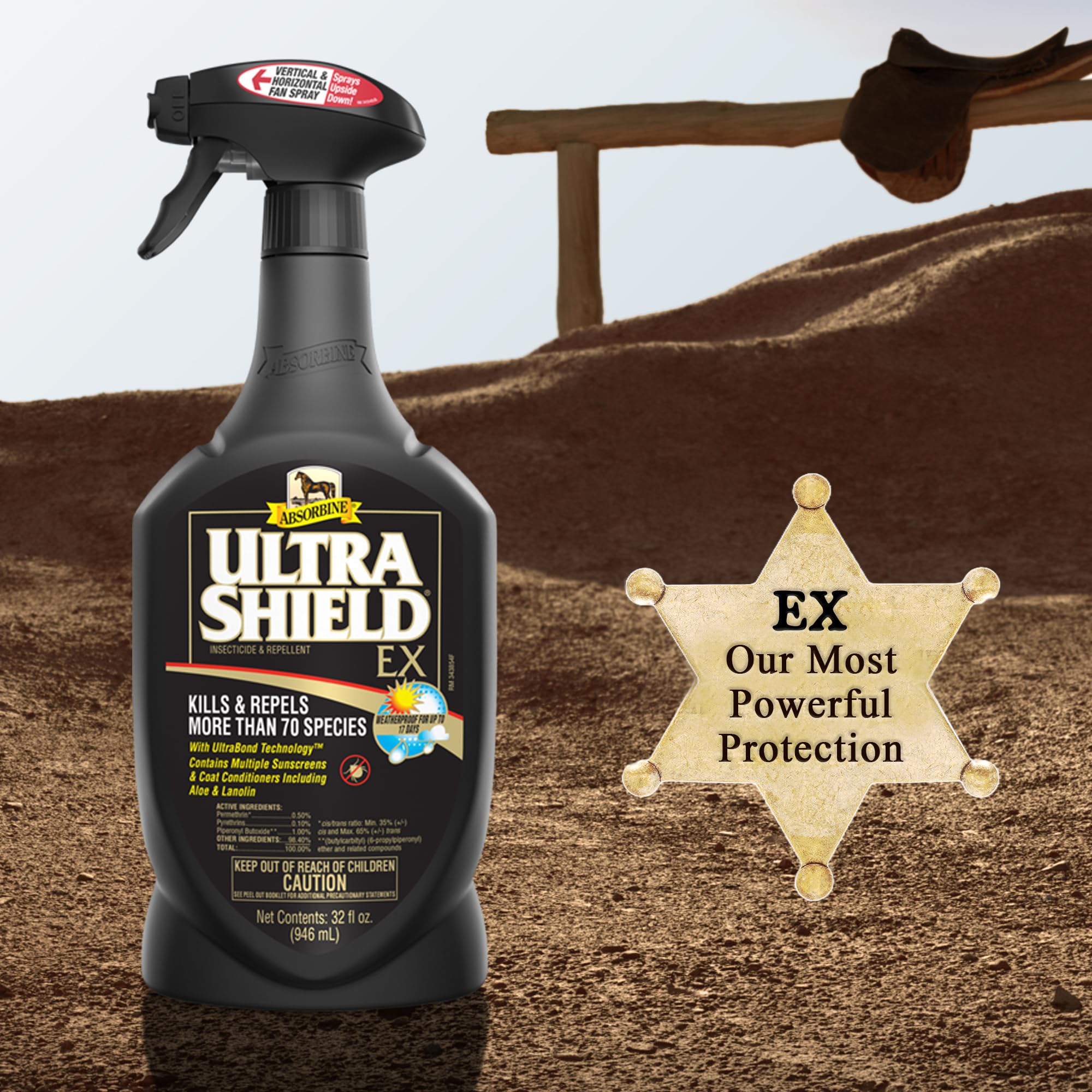Absorbine UltraShield EX Combo – Sprayer + Refill Insecticide for Horses, Dogs, Premises | Kills & Repels 70+ Insects