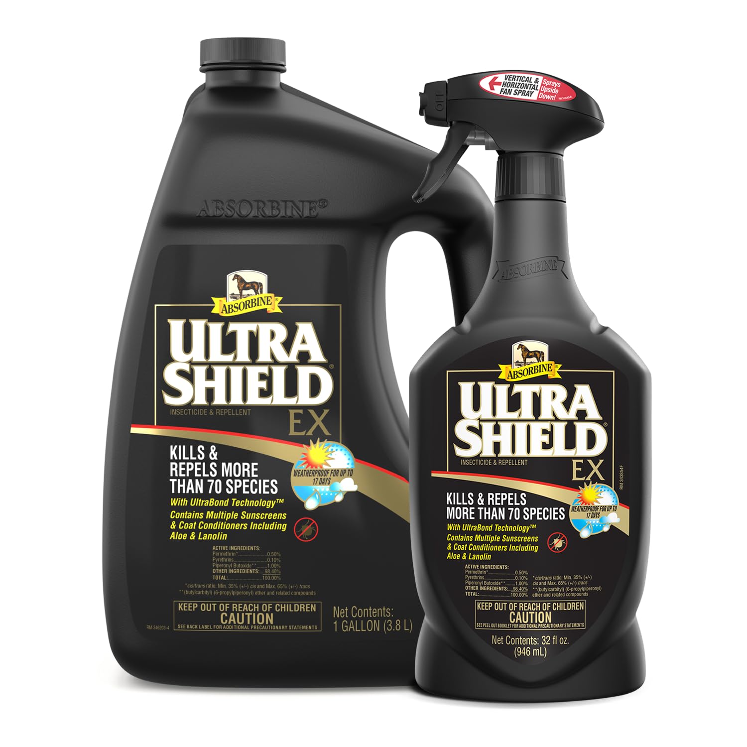Absorbine UltraShield EX Combo – Sprayer + Refill Insecticide for Horses, Dogs, Premises | Kills & Repels 70+ Insects