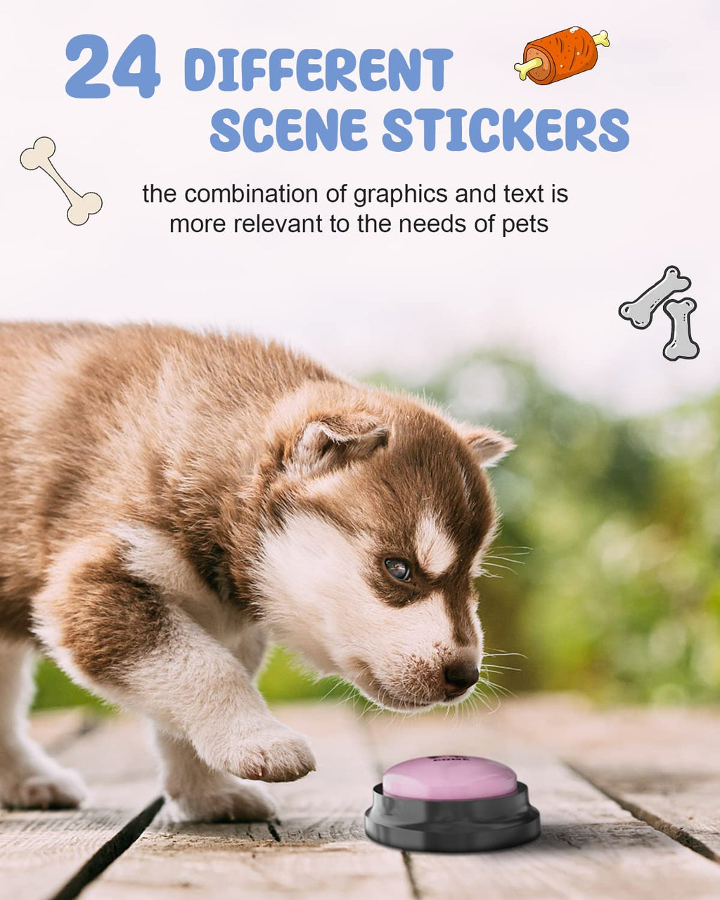 Acools Dog Buttons for Communication — 8-Piece Talking Button Set, 30s Recordable Audio, Waterproof Mat, 48 Stickers