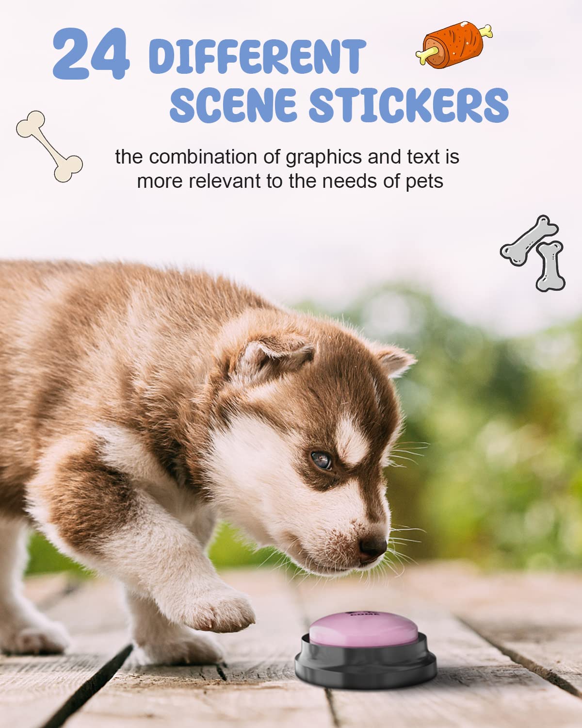 Acools Dog Buttons for Communication — 8-Piece Talking Button Set, 30s Recordable Audio, Waterproof Mat, 48 Stickers