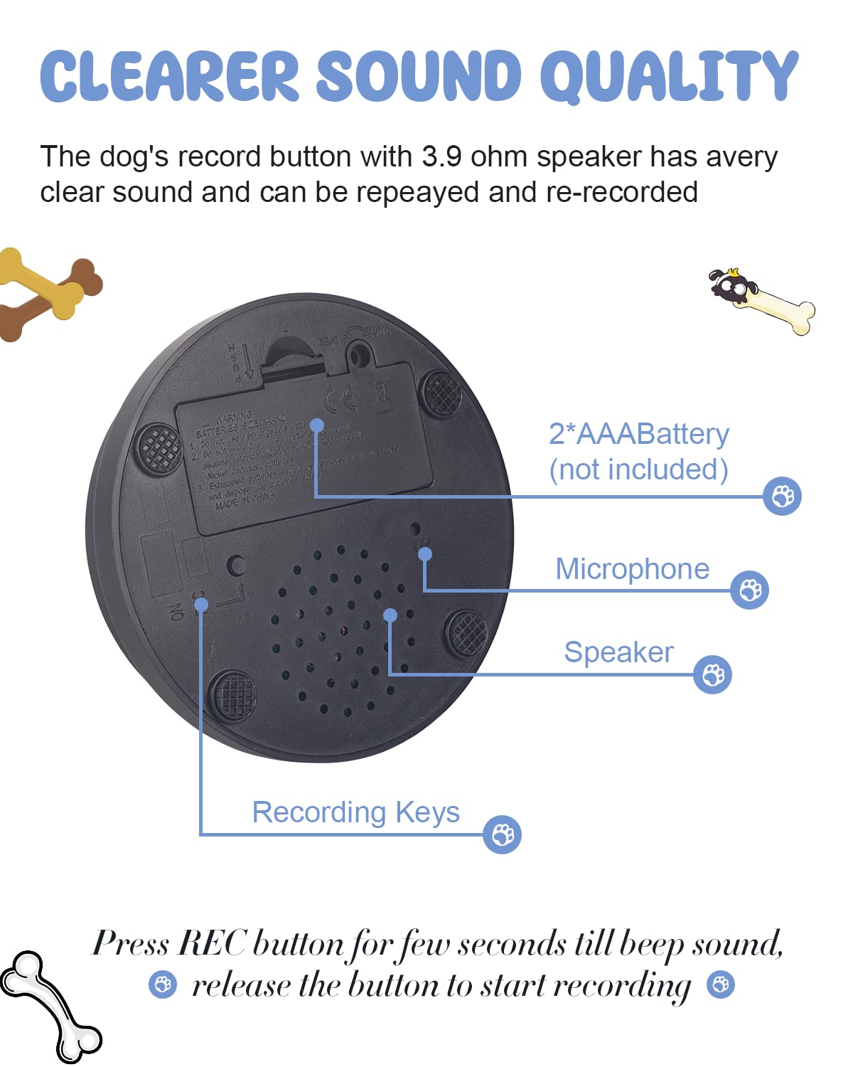 Acools Dog Buttons for Communication — 8-Piece Talking Button Set, 30s Recordable Audio, Waterproof Mat, 48 Stickers