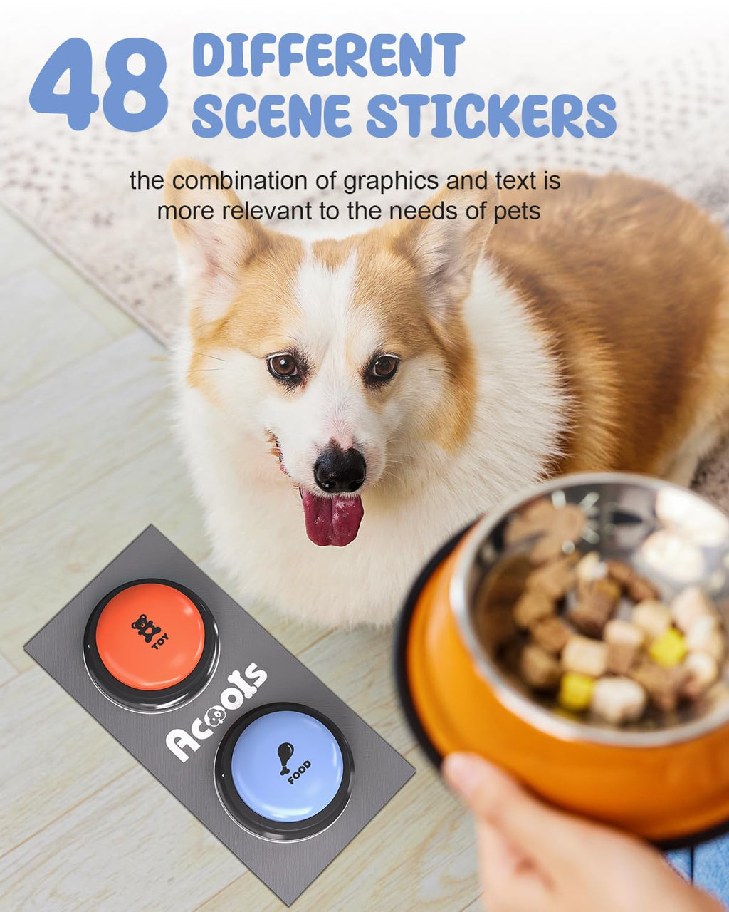 Acools Dog Buttons for Communication – 9-Piece Talking Button Set with Waterproof Mat & 48 Stickers