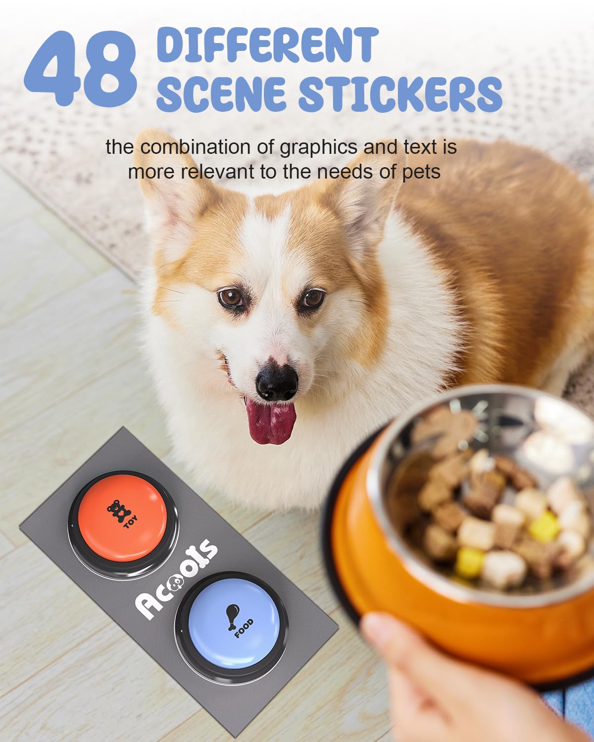 Acools Dog Buttons for Communication – 9-Piece Talking Button Set with Waterproof Mat & 48 Stickers