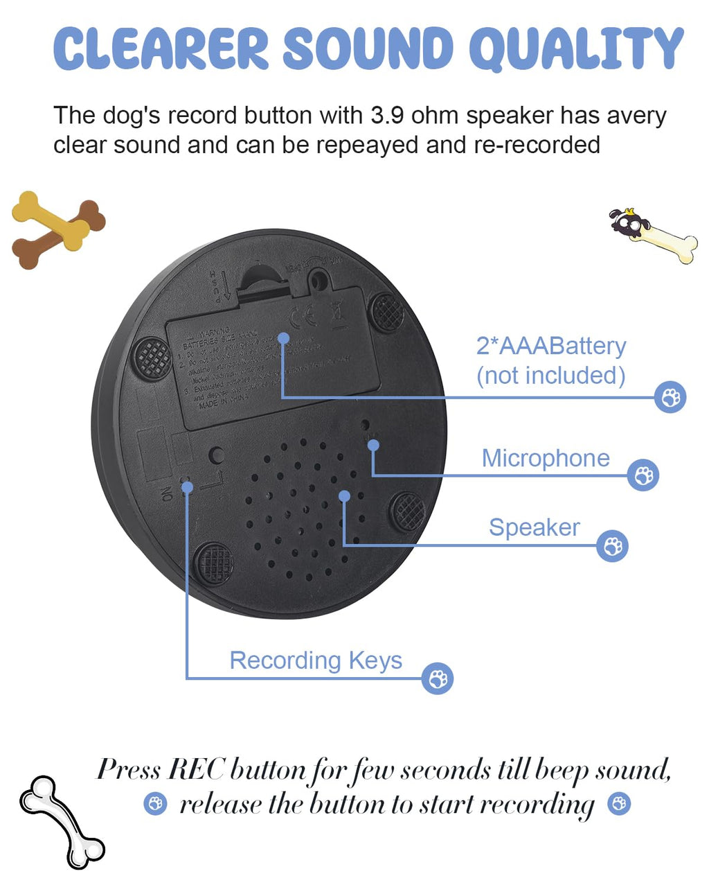 Acools Dog Buttons for Communication – 9-Piece Talking Button Set with Waterproof Mat & 48 Stickers