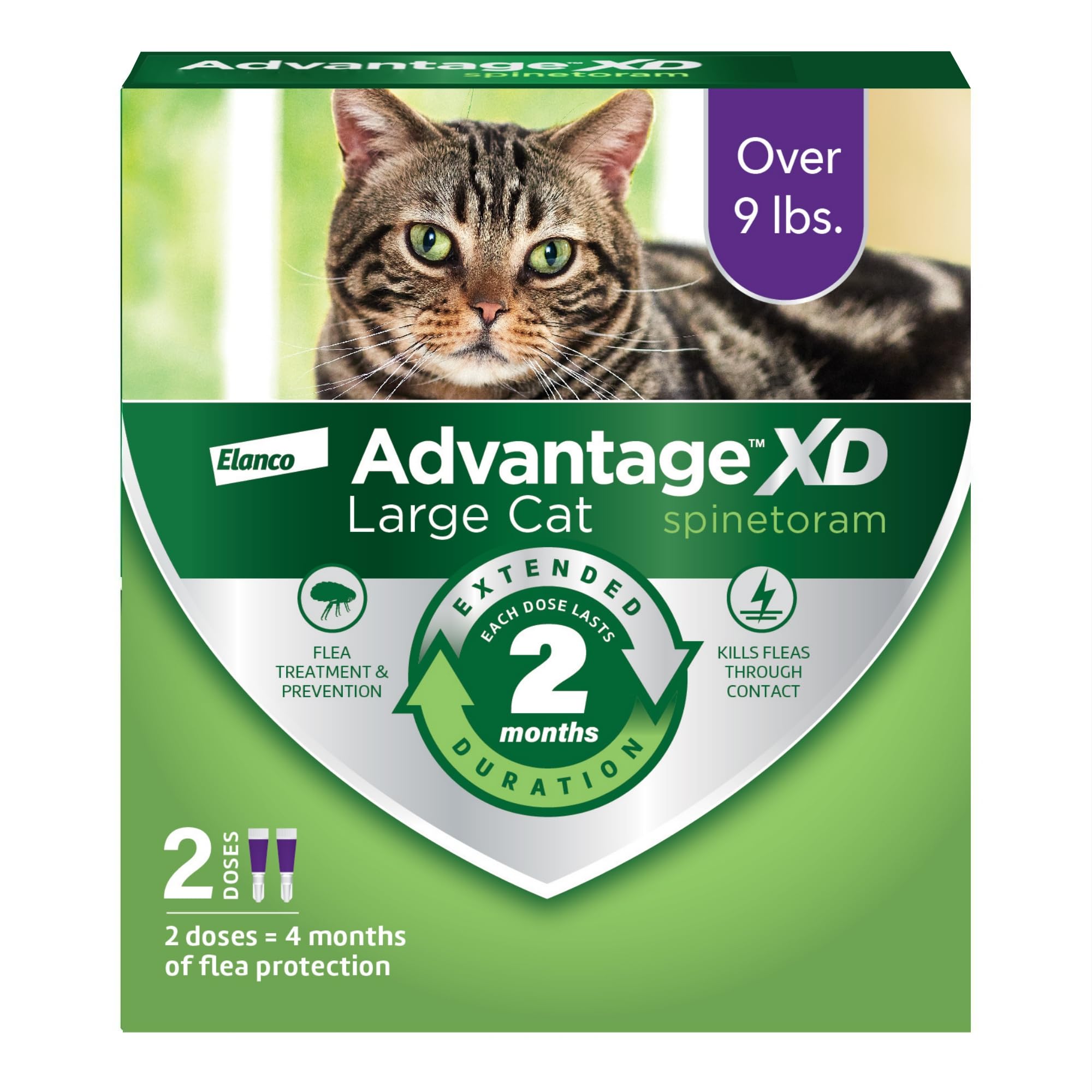 Advantage XD Large Cat Flea Treatment – 2-Month Doses for 9+ Lbs
