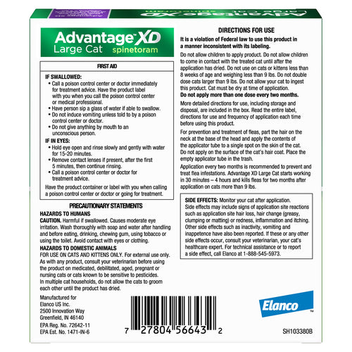 Advantage XD Large Cat Flea Treatment – 2-Month Doses for 9+ Lbs