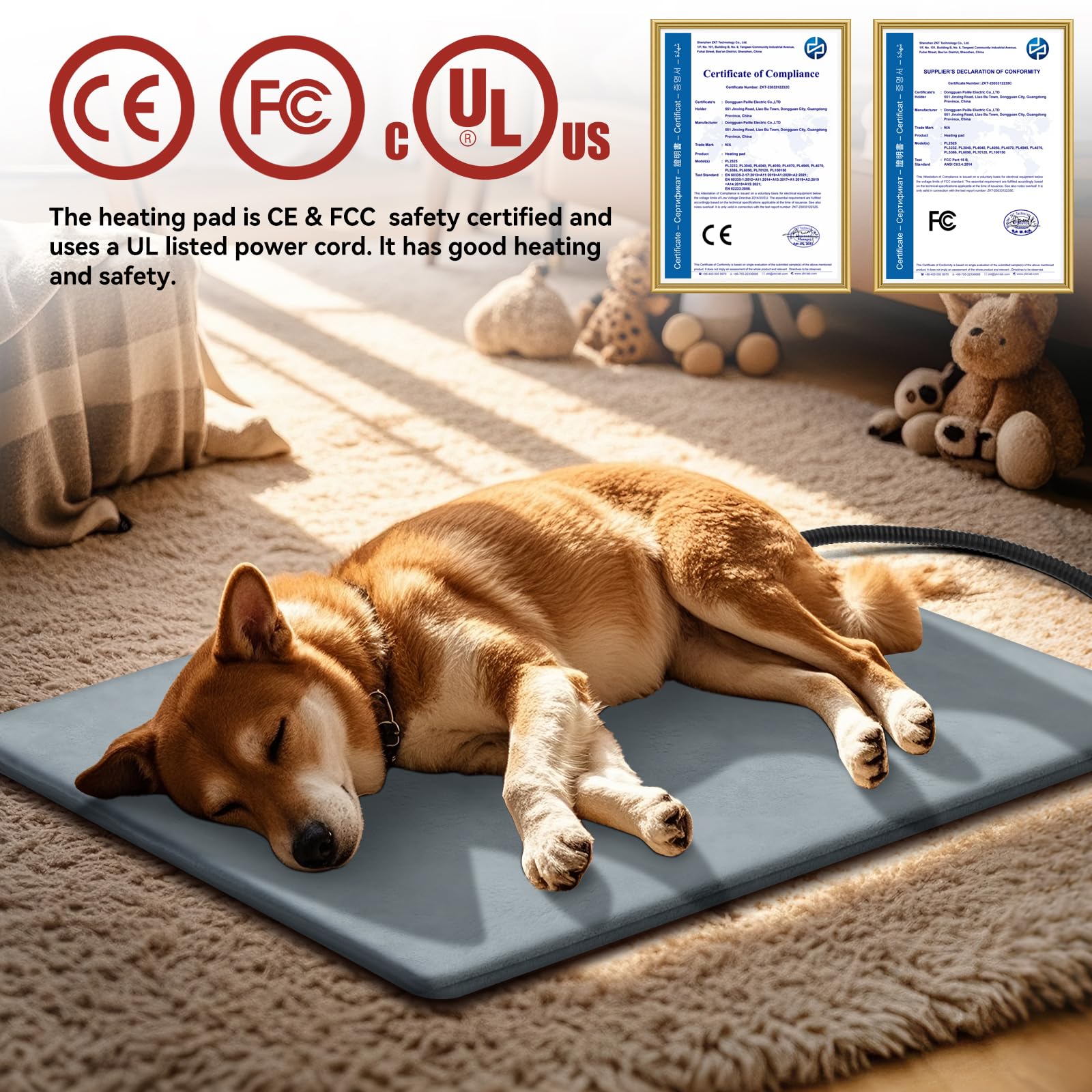 AFDUV Large Outdoor Pet Heating Pad – 35.4 x 23.6 in, Waterproof, Adjustable Temp, 4H–24H Timer