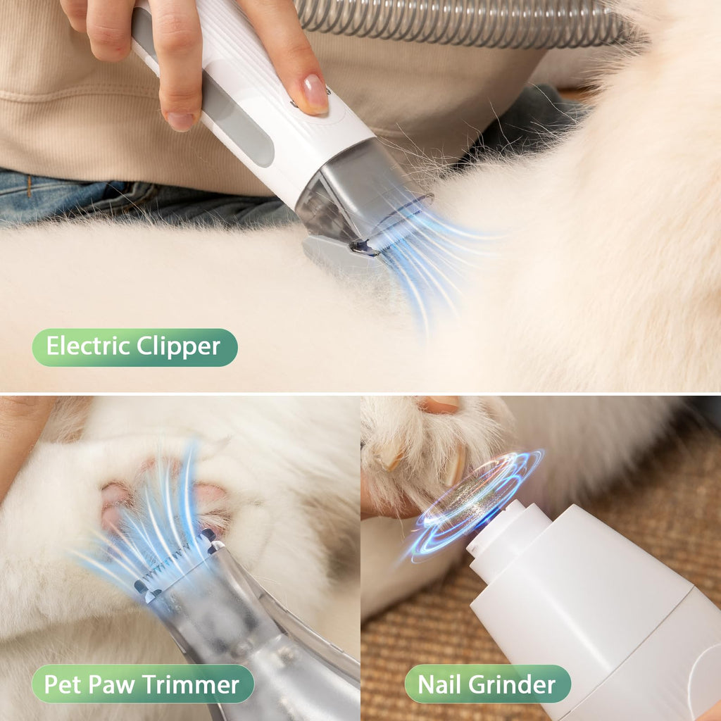 Afloia 6-in-1 Dog Grooming Kit with Vacuum Suction | Low Noise, Cordless Clipper