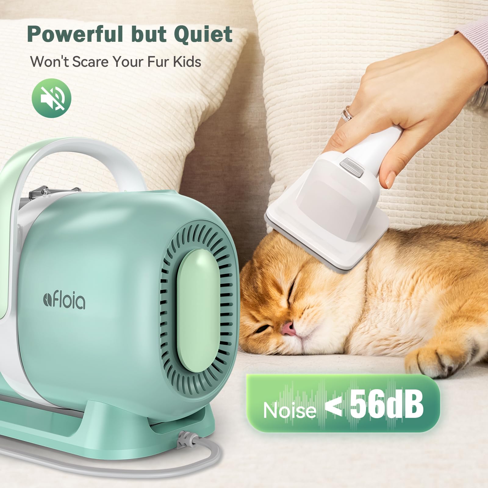 Afloia 6-in-1 Dog Grooming Kit with Vacuum Suction | Low Noise, Cordless Clipper