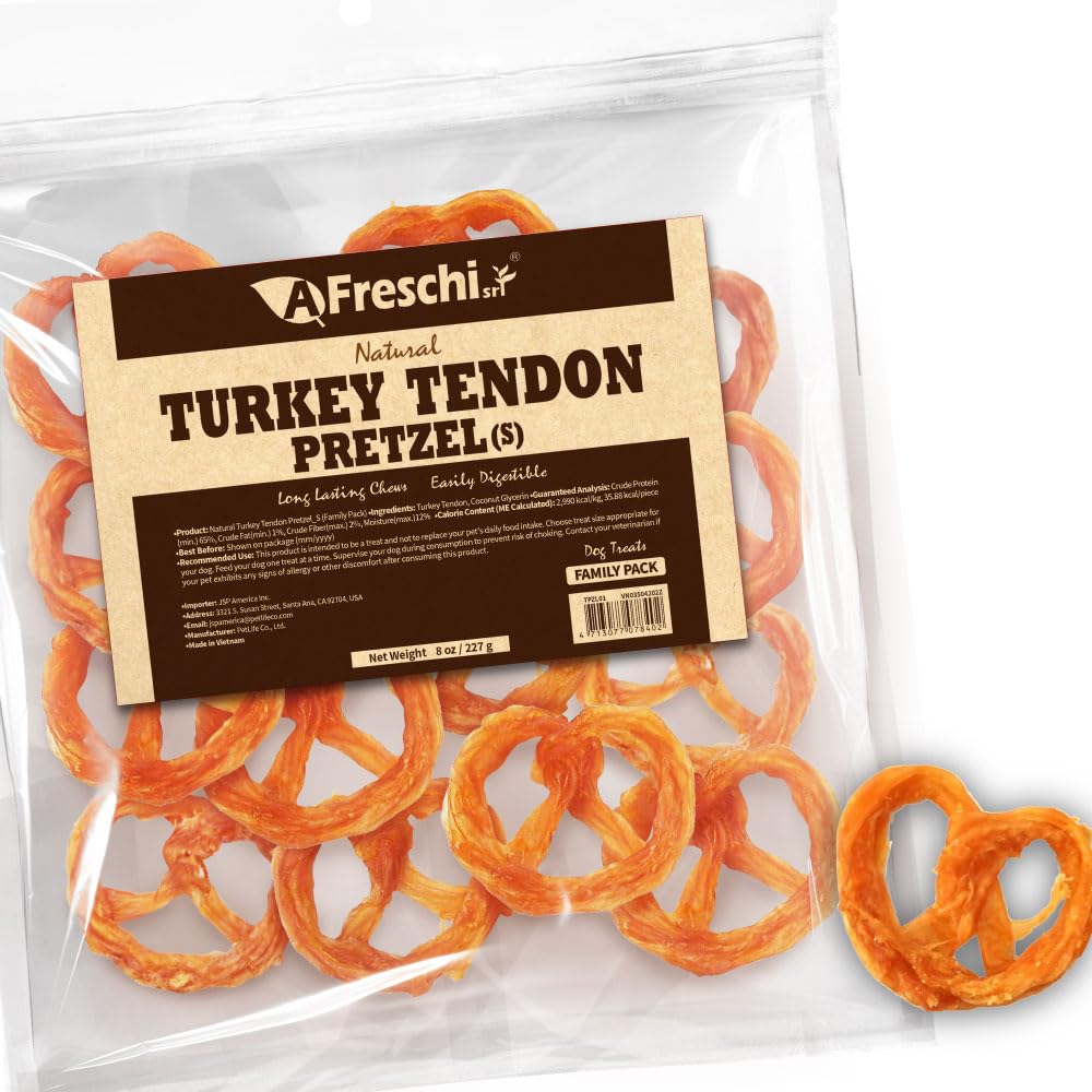 A Freschi srl Turkey Tendons for Dogs – USA-Sourced, Rawhide-Free Chews for Small Breeds (8 oz)