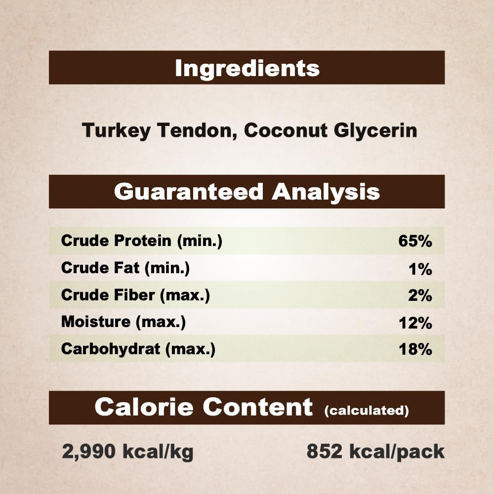 AFreschi Turkey Tendons for Dogs – USA-Sourced, Rawhide-Free Chews for Large Breeds, 10 oz Ring