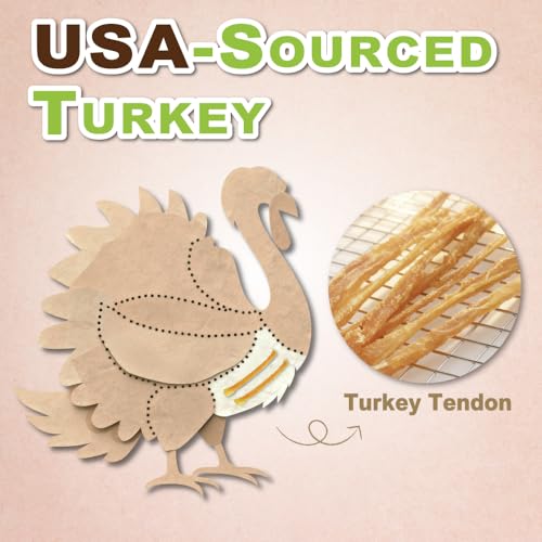 AFreschi Turkey Tendons for Dogs – USA-Sourced, Rawhide-Free Chews for Large Breeds (10 oz)