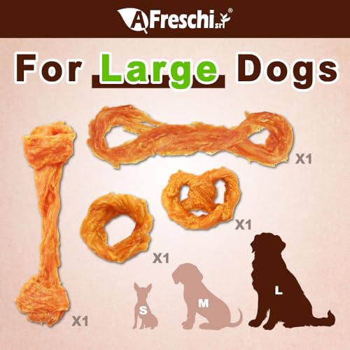 AFreschi Turkey Tendons for Dogs – USA-Sourced, Rawhide-Free Chews for Large Breeds (10 oz)