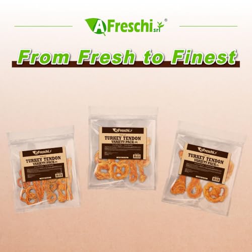 AFreschi Turkey Tendons for Dogs – USA-Sourced, Rawhide-Free Chews for Large Breeds (10 oz)