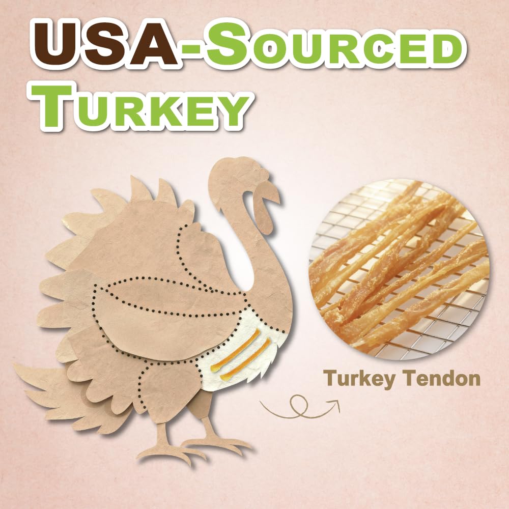 A Freschi srl Turkey Tendons for Dogs – Long-Lasting Hypoallergenic Chews (Large, 10 Count)