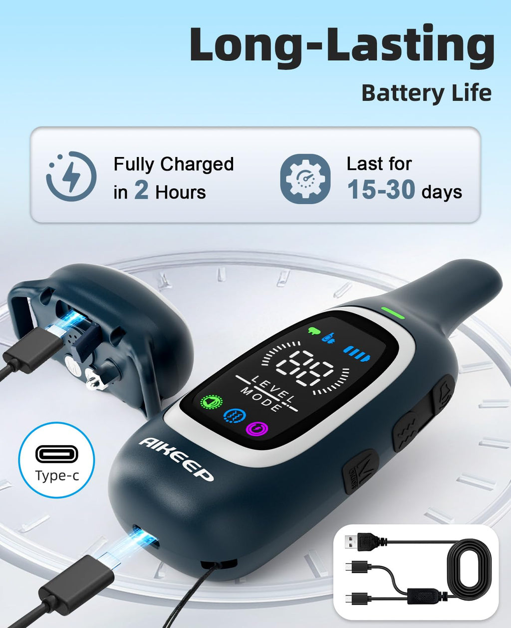 AIKEEP 2-in-1 Dog Shock & Bark Collar with 3300ft Remote | IP67 Waterproof