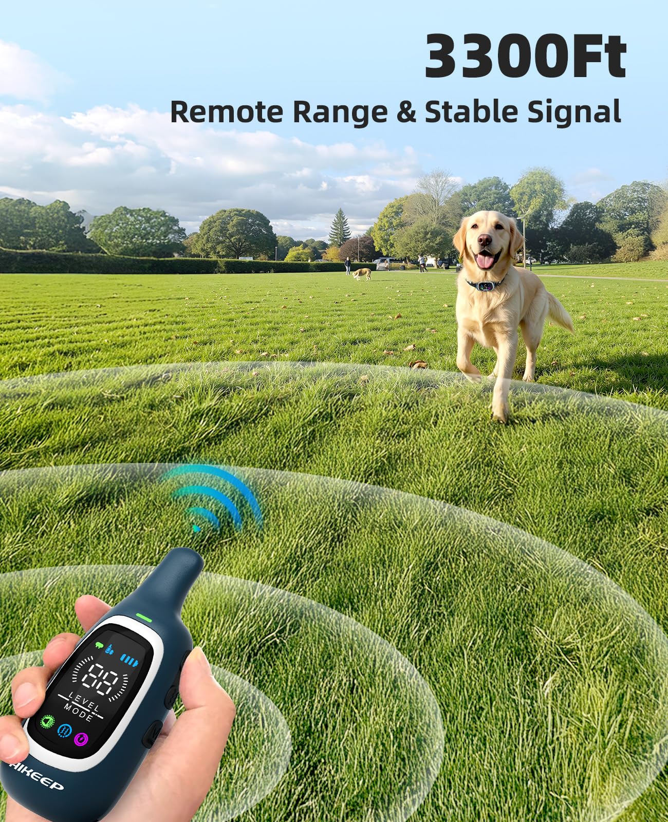 AIKEEP 2-in-1 Dog Shock & Bark Collar with 3300ft Remote | IP67 Waterproof