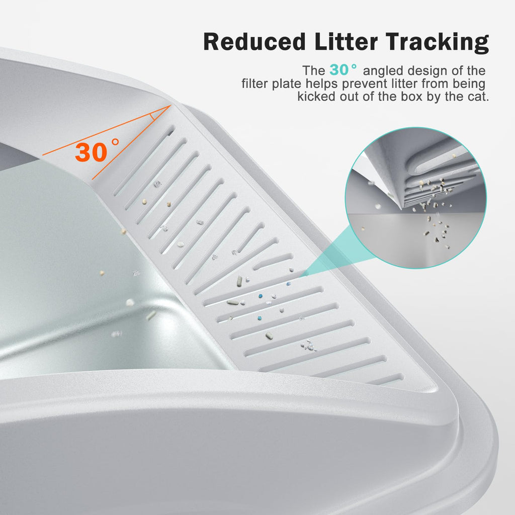 AIPERRO 2 Pack Stainless Steel Litter Box – XL Enclosed Litter Boxes with Lid for Big Cats & Multi-Cats | High Sides & Anti-Leakage