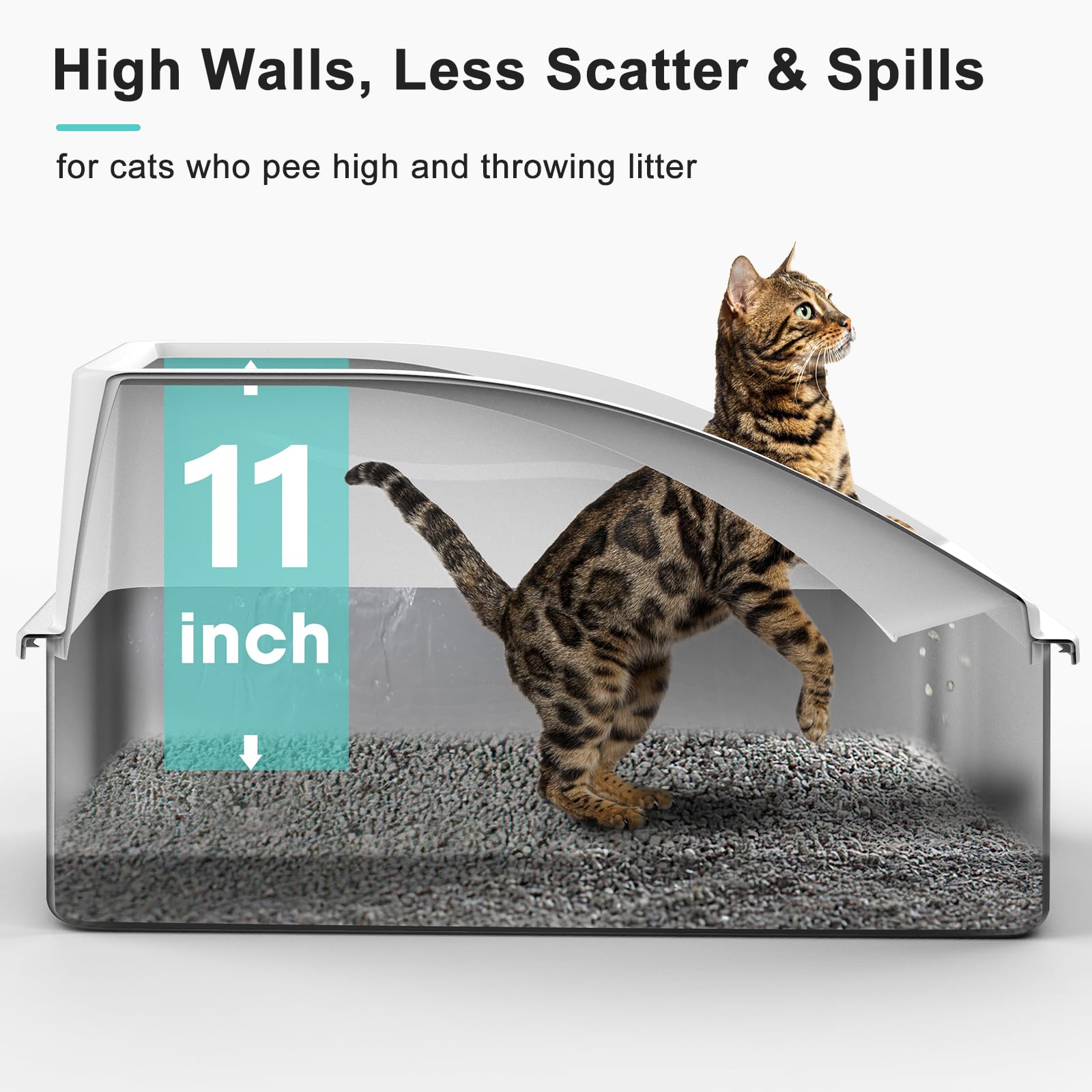 AIPERRO 2 Pack Stainless Steel Litter Box – XL Enclosed Litter Boxes with Lid for Big Cats & Multi-Cats | High Sides & Anti-Leakage