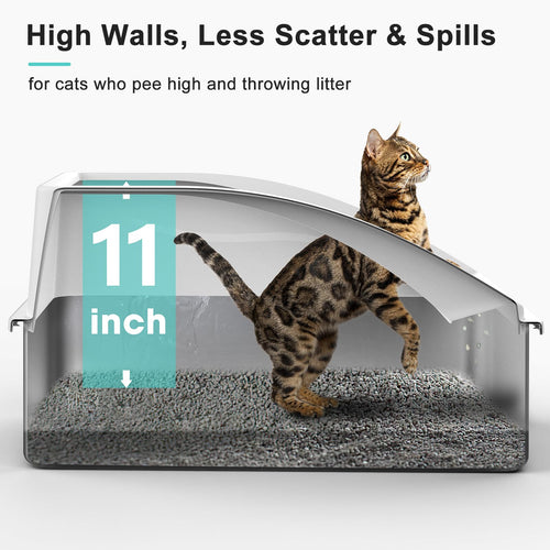 AIPERRO 2 Pack Stainless Steel Litter Box – XL Enclosed Litter Boxes with Lid for Big Cats & Multi-Cats | High Sides & Anti-Leakage