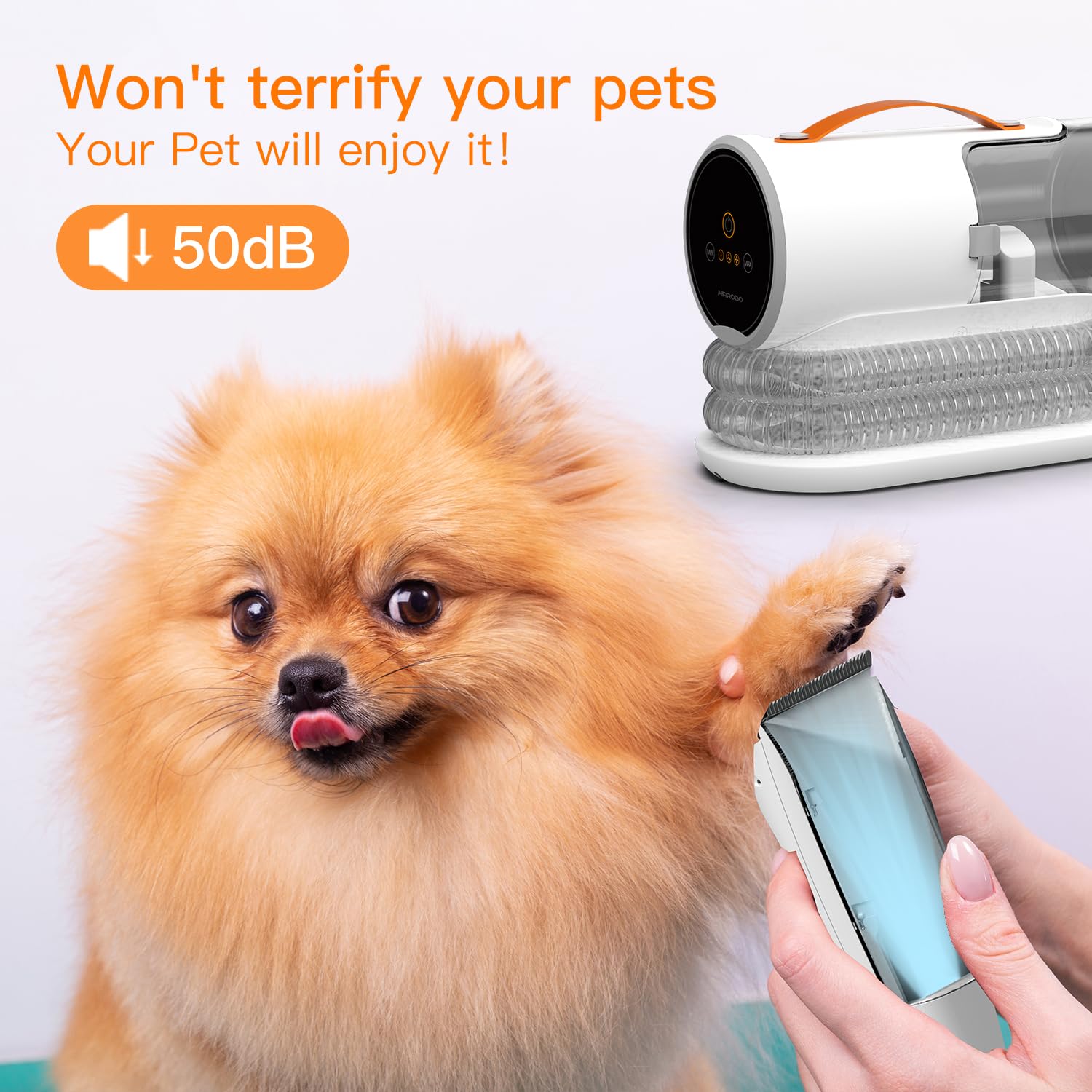 AIRROBO Dog Grooming Vacuum Kit – 12000Pa Suction, Quiet Grooming Vacuum, 2L Dust Cup, 5-in-1 Kit