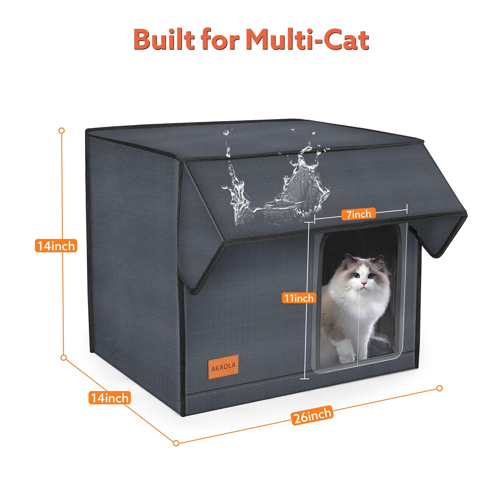 AKAOLA Large Heated Cat House – Weatherproof Outdoor Shelter with Heating Pad